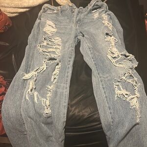 PacSun Blue Boyfriend Jeans with Distressed Details